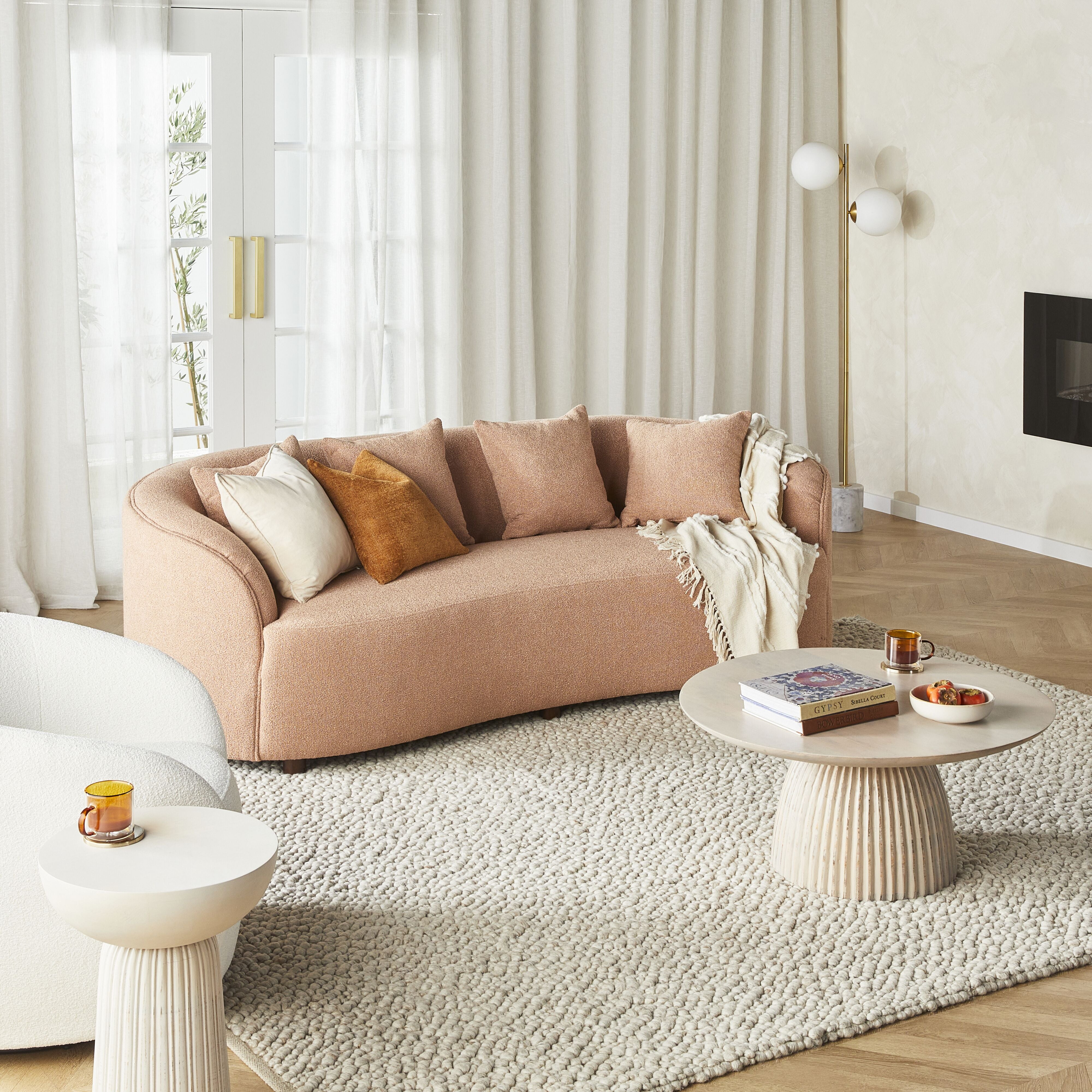 Alessa 3-Seater Sofa in Luna Powder Pink - Modern Living Room Furniture for Small Spaces & Apartments