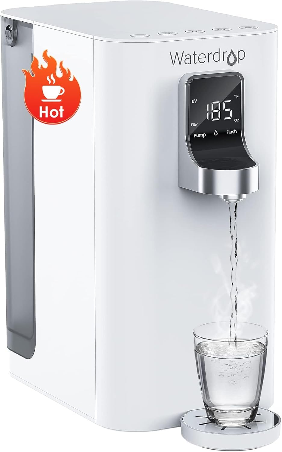 Waterdrop K19-H Countertop Reverse Osmosis Water Filter System - 3:1 Pure to Drain Ratio, 4 Temperature Options, No Installation Required | Instant Hot & Cold Water Dispenser for Home, Office, Kitchen Use