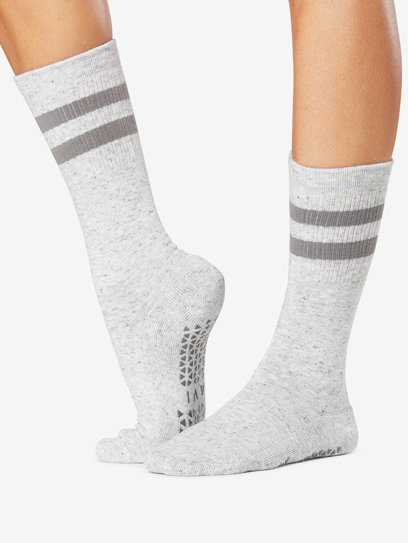 Tavi Noir Kai Grip Socks - Non-Slip Yoga Socks for Women, Heather Grey/Light Grey - Perfect for Yoga, Pilates, Barre & Home Workouts