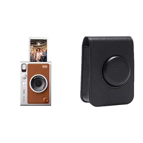 Fujifilm Instax Mini EVO Instant Hybrid Camera (Brown) with Leather Case - Perfect for Travel, Parties & Instant Photo Printing