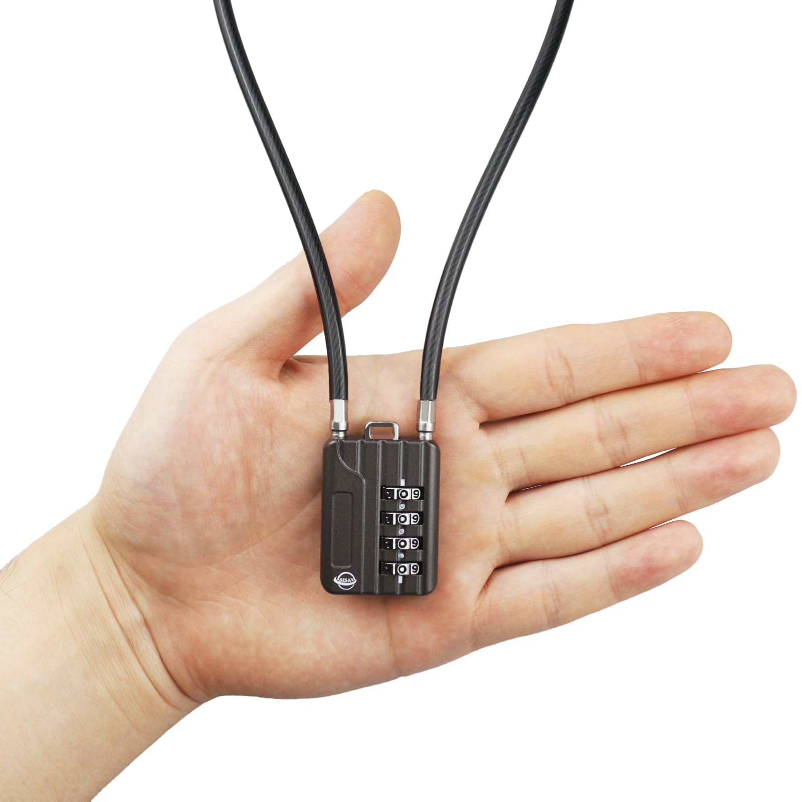 4 Digit Cable Combination Lock - 19.6 Inch Heavy Duty Security Cable for Gym Lockers, School Backpacks, Luggage, Toolboxes, Filing Cabinets & Sports Equipment - Secure Your Valuables at Home, Office or Travel (Black, 1 Pack)