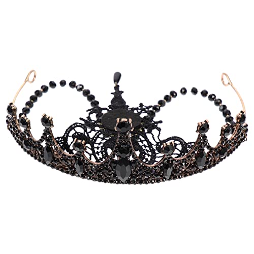 FOMIYES Baroque Rhinestone Crystal Tiara Headband - Vintage Bridal Headdress for Wedding, Prom, Pageant & Birthday Party - Elegant Hair Accessory for Women (Black) | Perfect for Brides, Dancers & Special Occasions