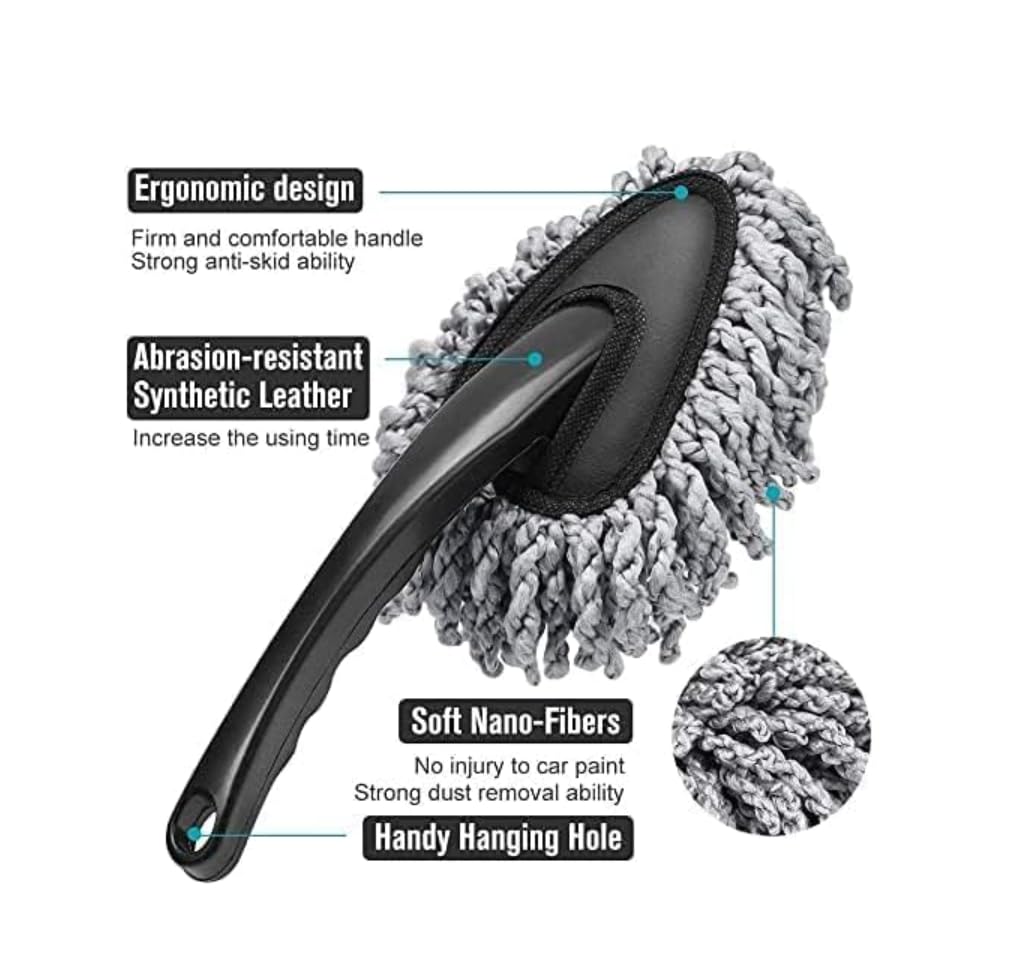 SHINERO Mini Easysweep Microfiber Cleaning Brush - Multipurpose Kitchen & Home Cleaning Tool for Interior & Exterior Surfaces - Perfect for Countertops, Appliances, Cars & Delicate Items