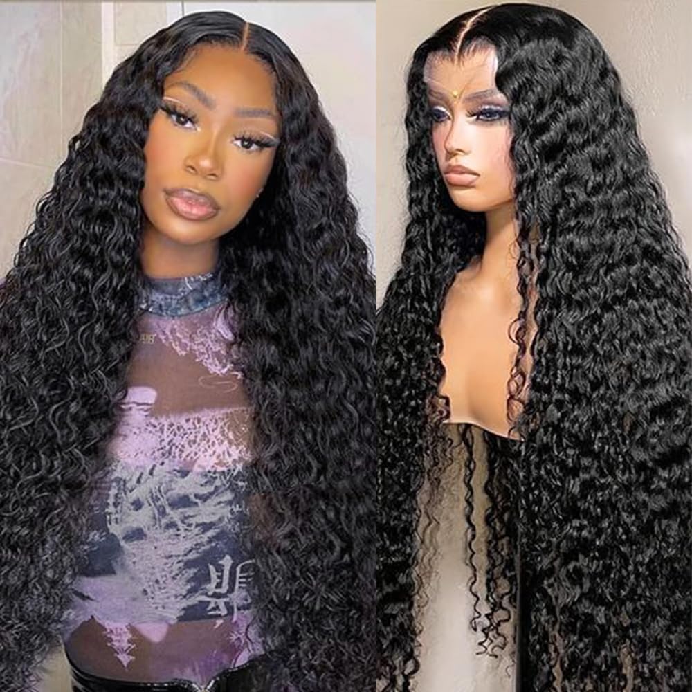 Deep Wave Lace Front Wigs Human Hair 4x4 HD Transparent Lace Closure - Glueless 180% Density Pre Plucked with Baby Hair for Black Women (26 Inch) - Perfect for Daily Wear, Special Occasions & Protective Styling