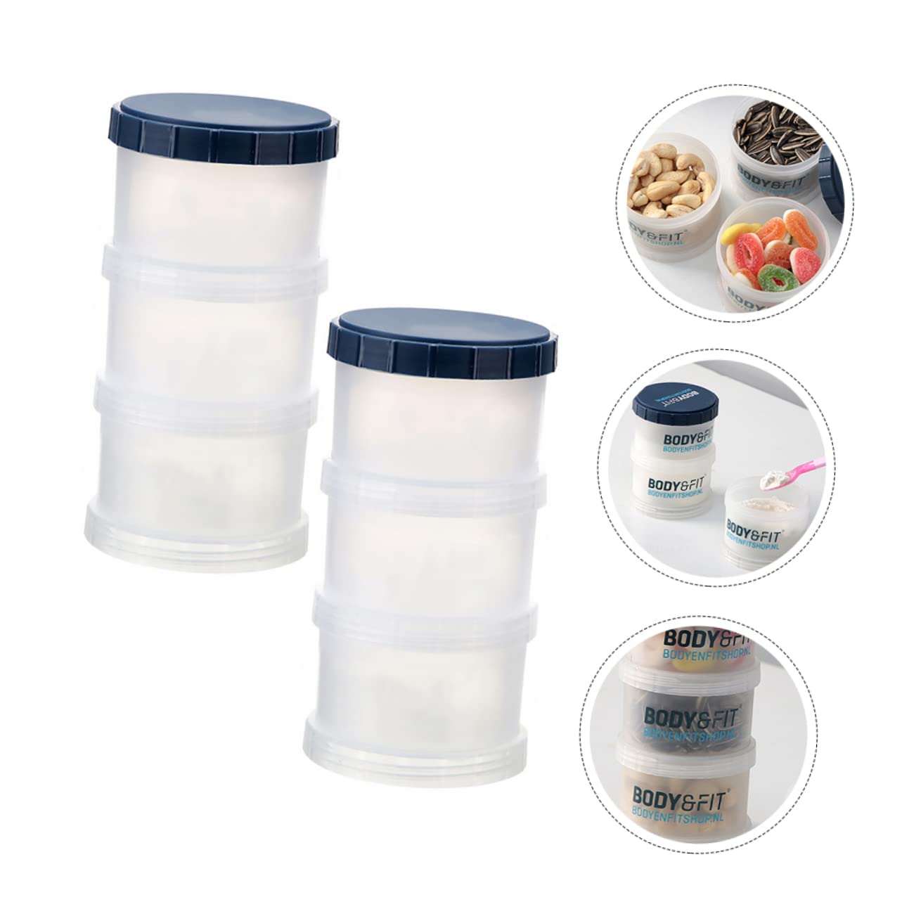 Abaodam 2-Pack Cartoon 3-Layer Baby Milk Powder Storage Container with Dispenser - 15.6x8cm White Portable Formula Holder for Travel, Home & Nursery Organization