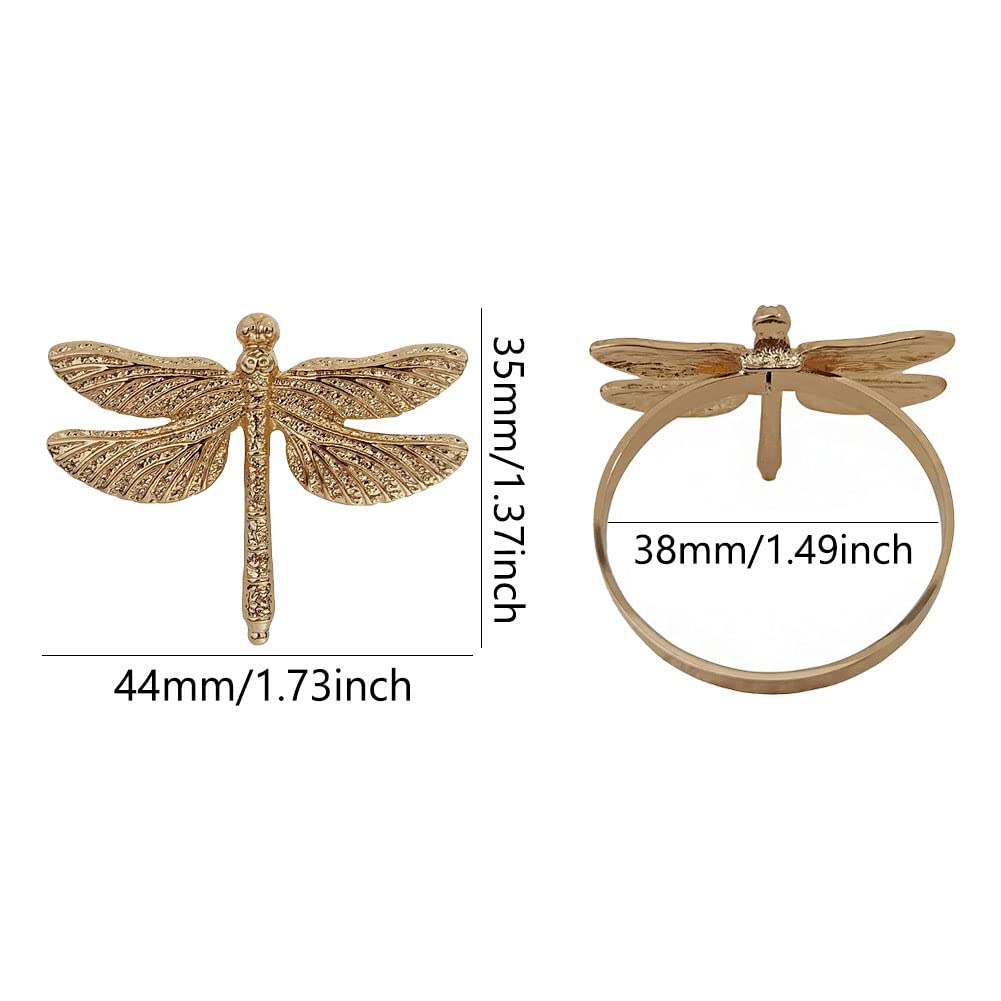 10PCS Dragonfly Napkin Rings Set - Elegant Gold Insect Napkin Holders for Easter, Wedding, Christmas Dinner & Family Gatherings - Perfect Table Decorations for Party & Holiday Dining Accessories