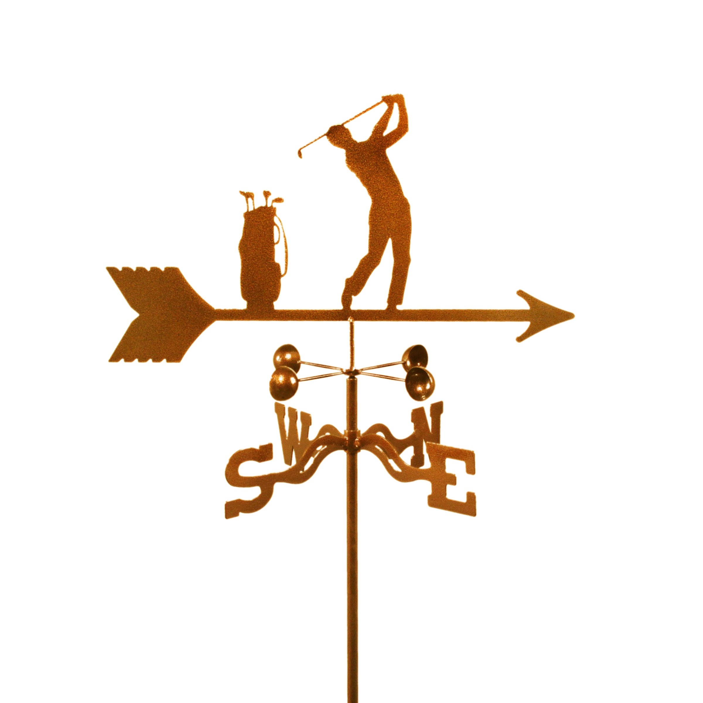 Men's Golf-Themed Rain Gauge & Weathervane Garden Stake - Outdoor Decor for Golf Course, Backyard & Garden Weather Monitoring