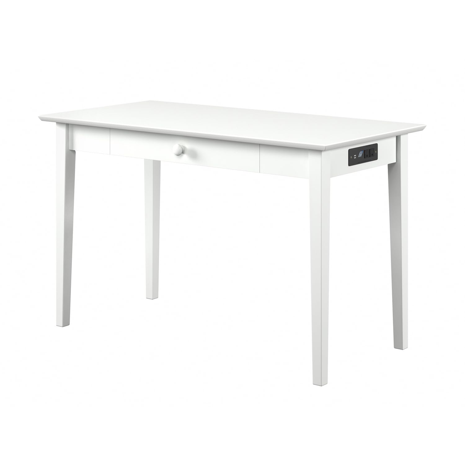 AFI White Shaker Desk with Drawer & USB Charging Station - Compact Home Office Desk for Small Spaces, Study & Work From Home
