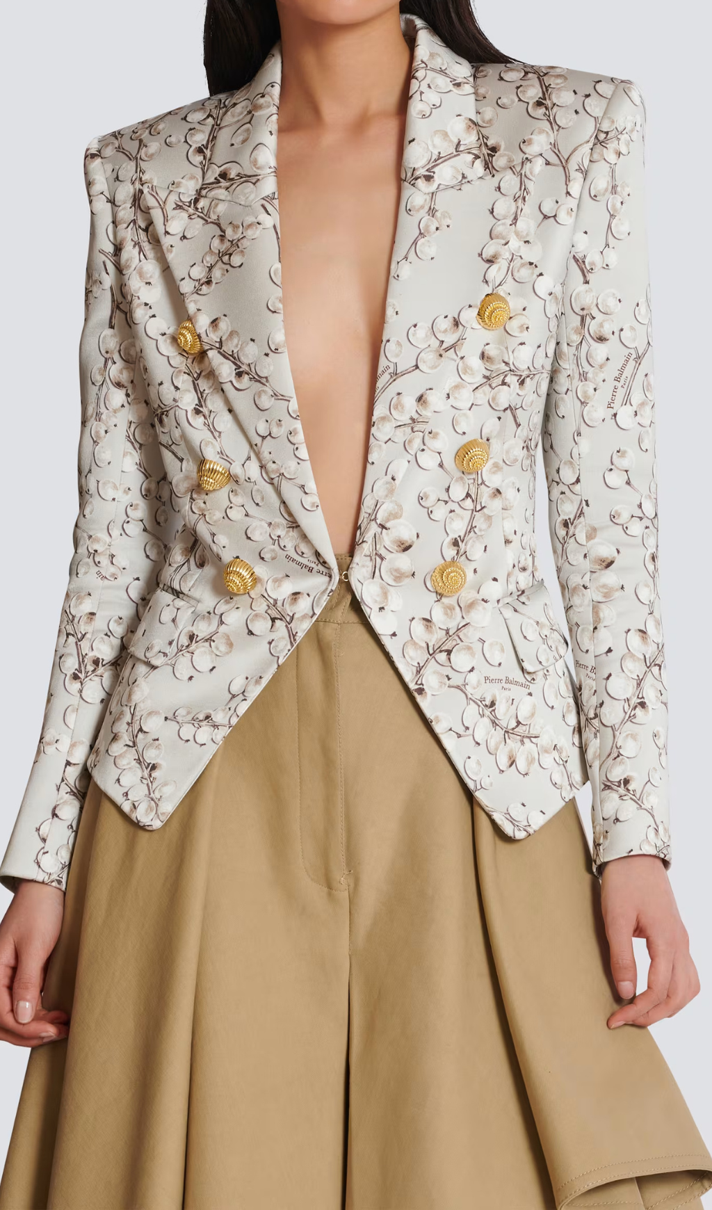 Stylish 6-Button Satin Jacket with Redcurrant Print - Perfect for Casual Outings & Evening Events