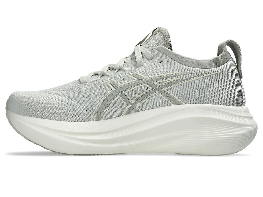ASICS Women's Gel-Nimbus 27 Running Shoes - Lightweight Cushioned Sneakers for Jogging & Gym Workouts (Lake Grey/White Sage) - Perfect for Marathon Training & Daily Fitness