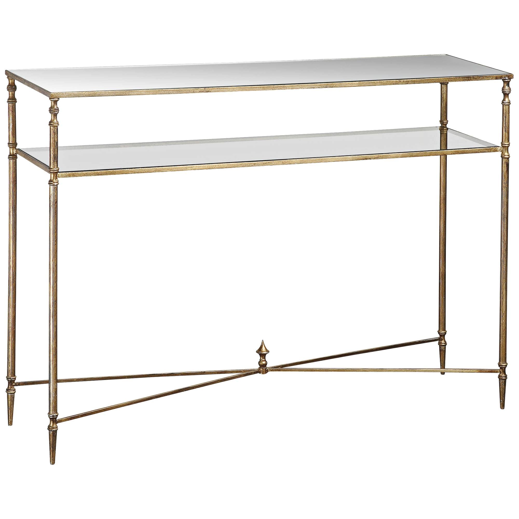 Stylish Uttermost Henzler Glass & Gold Leaf Console Table - Elegant Entryway Furniture for Hallway, Living Room & Foyer Decor