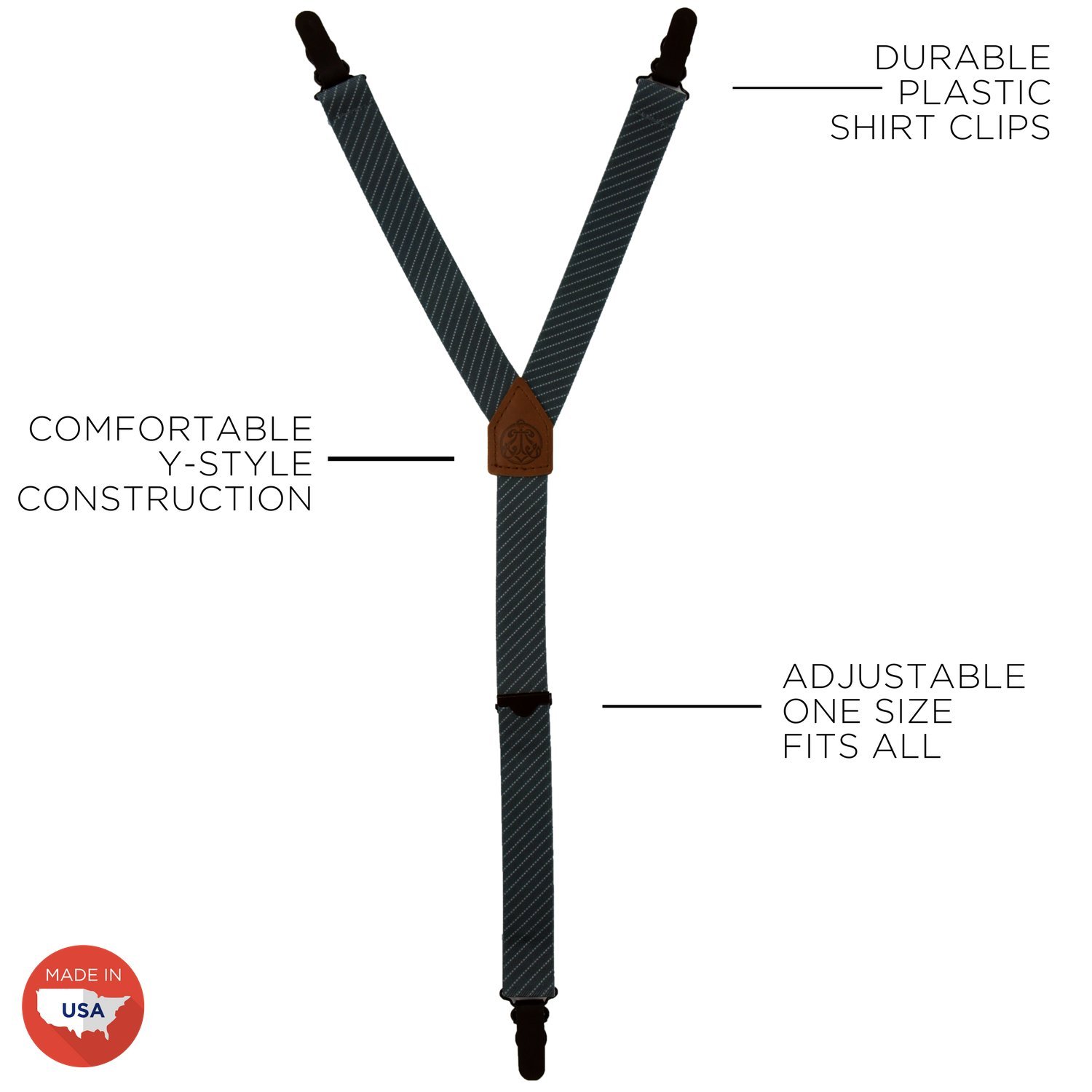 Premium Elastic Shirt Stays with Leather Patches - Adjustable Shirttail Suspenders with Heavy-Duty Metal Clips for Dress Shirts | Perfect for Military, Police Uniforms & Formal Business Attire