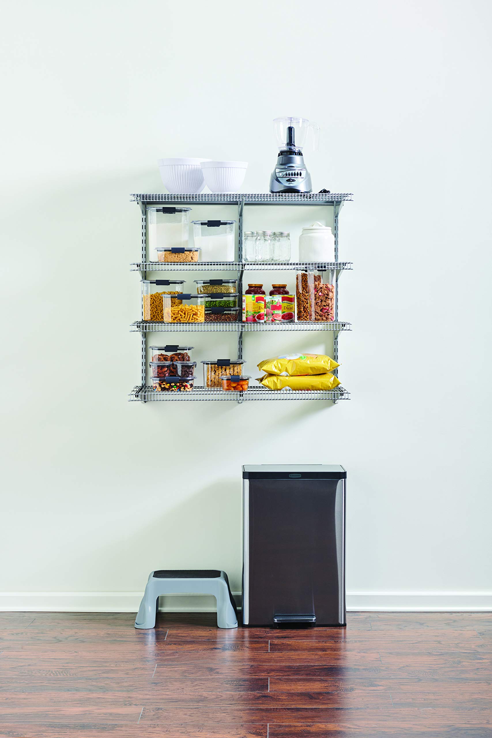Rubbermaid 36-Inch Pantry Organizer Kit - Closet Storage System in Satin Nickel Finish | Perfect for Kitchen, Bathroom & Bedroom Organization