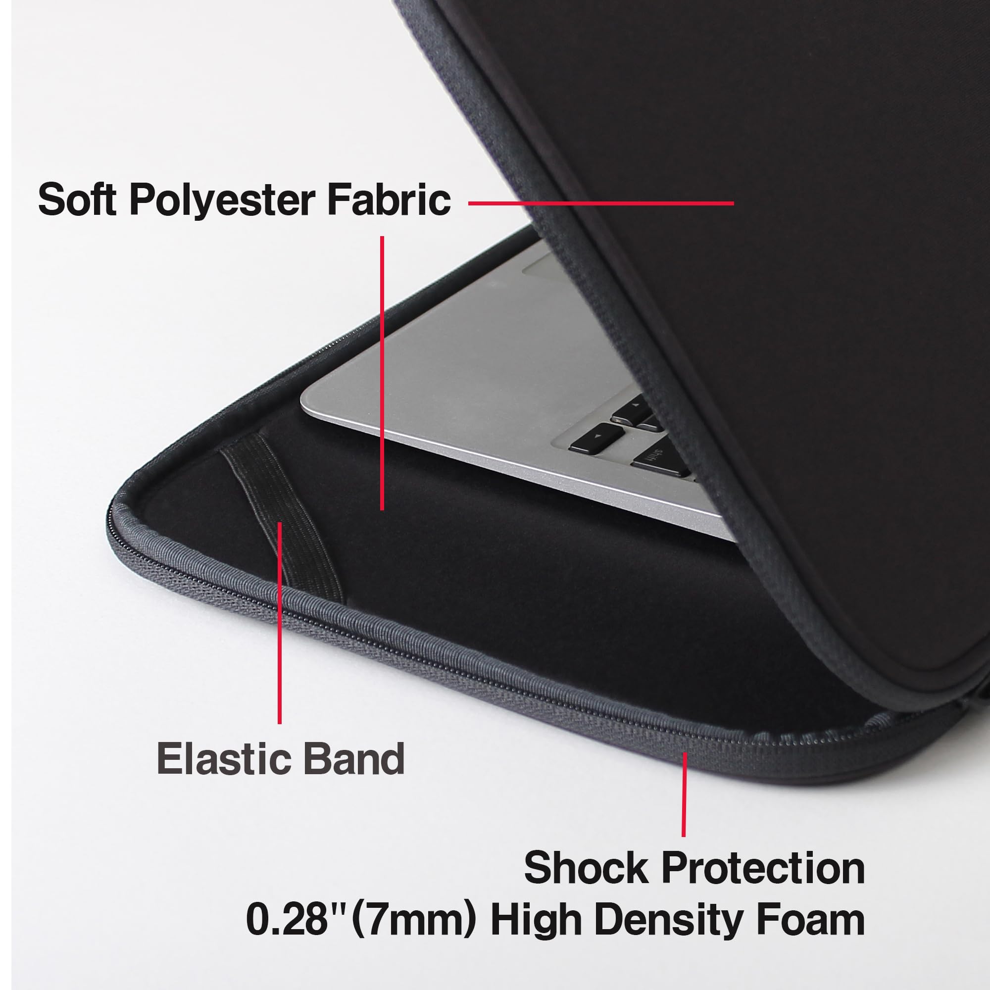 Inntzone 17.3 Inch Laptop Sleeve - Slim Lightweight Foldable Protective Case for Notebook Computer, Durable Flip Cover with Handle (Black) - Perfect for Business Travel, School, Office & Commuting