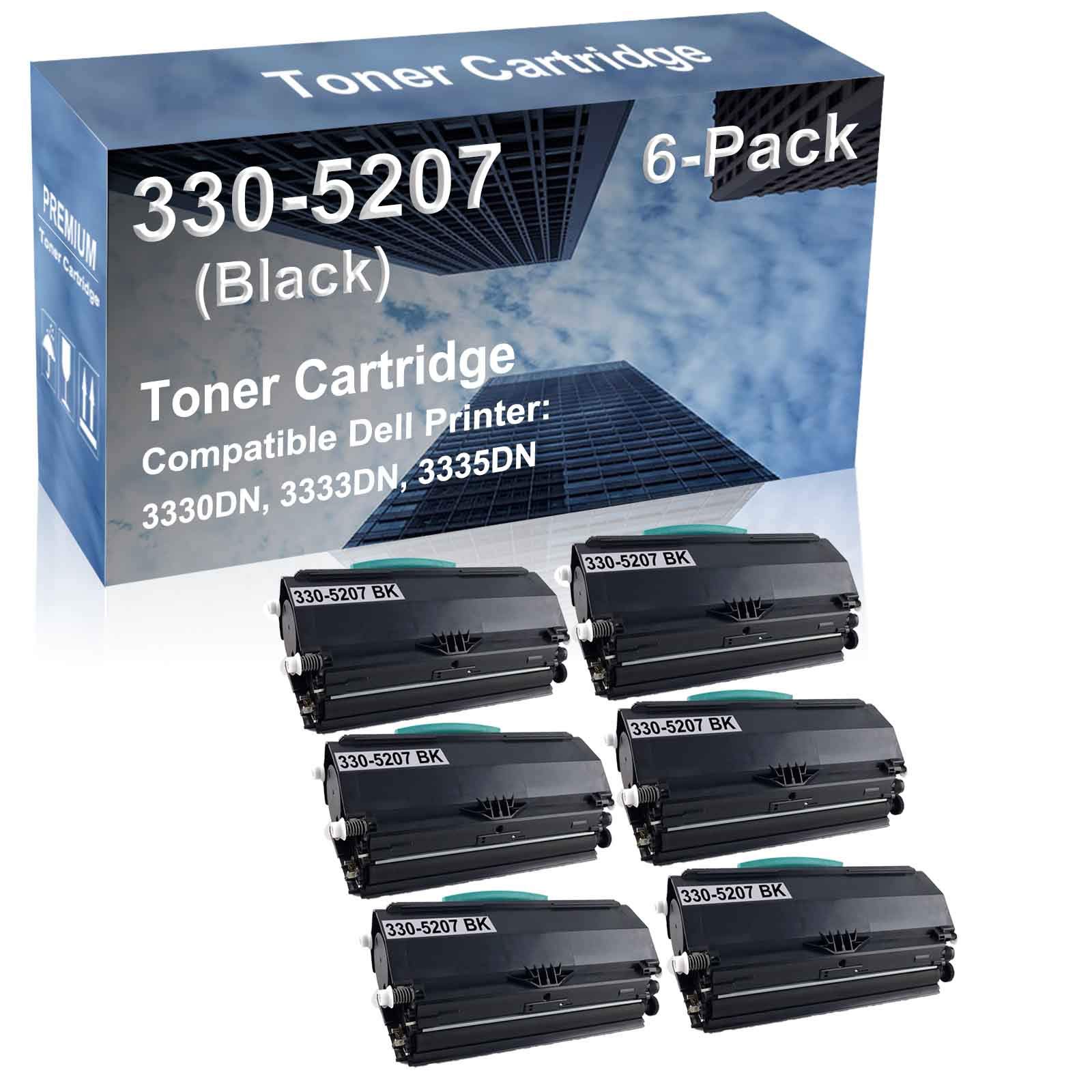 6-Pack High-Capacity Dell 330-5207 (C233R) Compatible Toner Cartridge - Works with Dell 3330DN, 3333DN, 3335DN Printers (Black) | Ideal for Office Printing, Business Documents & High-Volume Printing Needs
