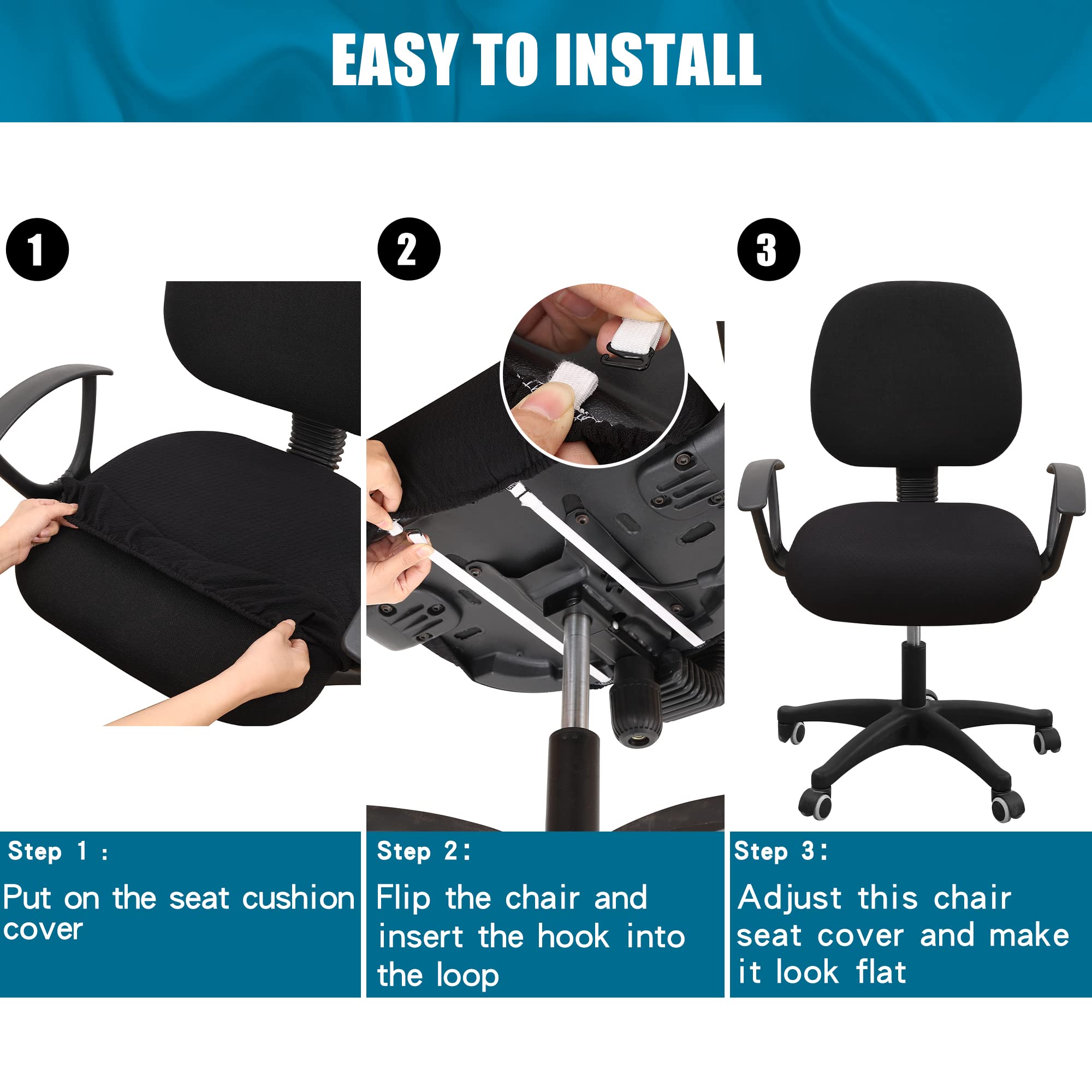 Stretchy Jacquard Office Chair Cover - Washable & Dustproof - Peacock Green for Home & Office