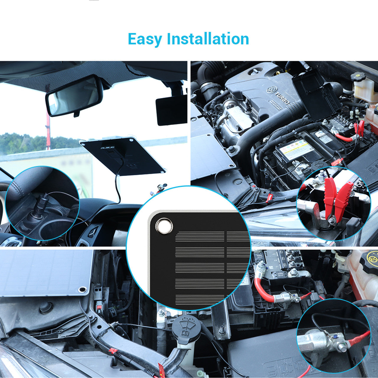 Renogy 5W Solar Battery Charger & Maintainer - Portable Solar Panel for 12V Car, Boat, RV, Motorcycle Battery - Perfect for Outdoor Camping, Hiking & Emergency Power Backup