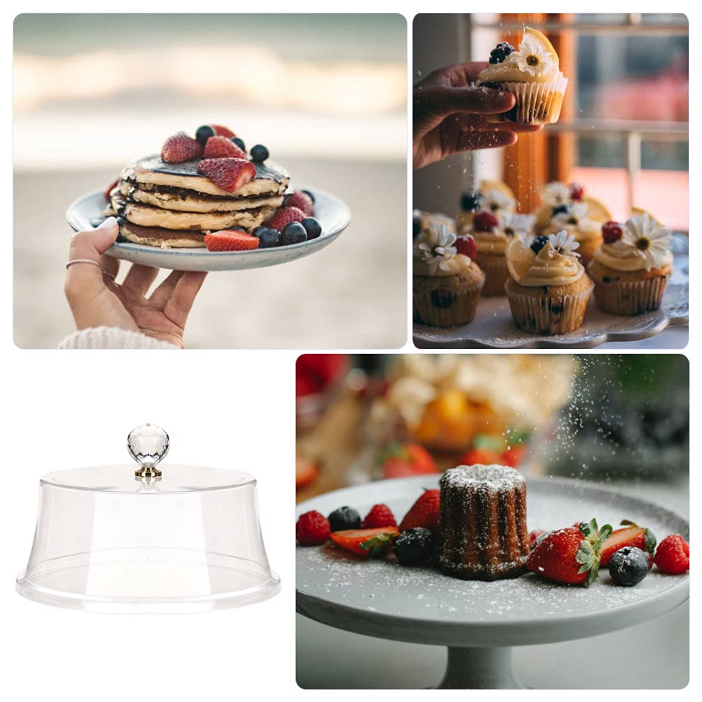 DOITOOL 10-Inch Clear Plastic Cake Dome Cover - Round Cake Stand Display for Desserts, Cheese, Pastries - Food Plate Lid & Serving Platter for Parties, Bakery, Buffet, and Home Kitchen Use