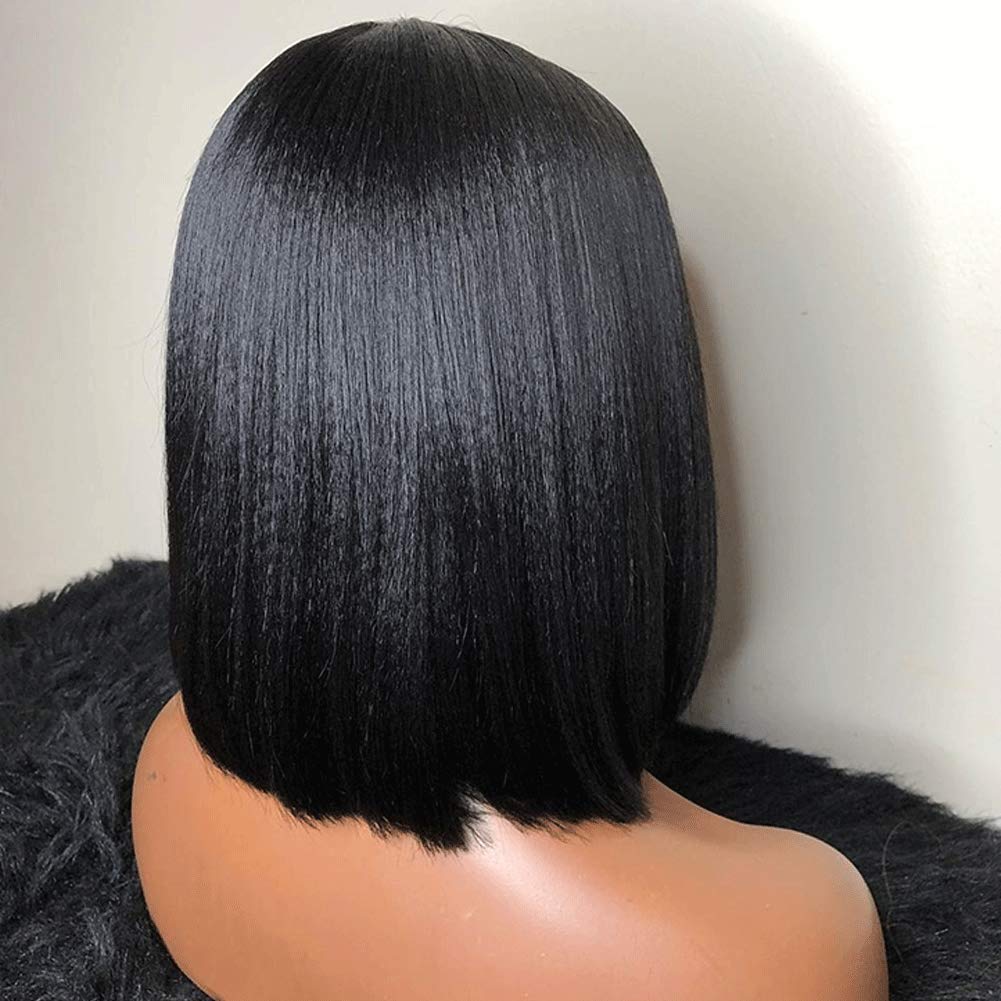 9A Brazilian Virgin Human Hair Wigs for Black Women - Glueless Lace Front Wig with Baby Hair, Pre-Plucked Hairline, Small Cap, 130% Density, Short Bob Style (8