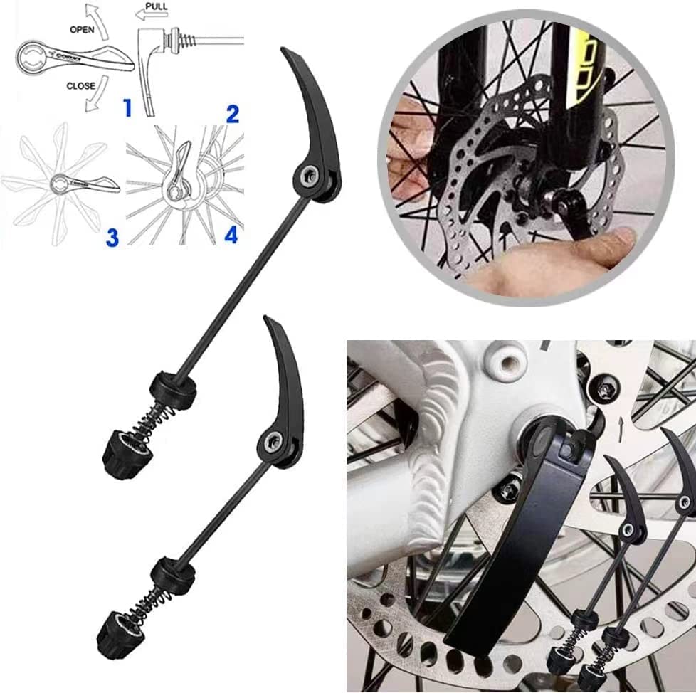 MTB & Road Bike Quick Release Skewers - 1 Pair Front/Rear Wheel Hub Clips for Mountain, City & Road Bicycles | Secure Cycling Accessories for Commuting & Trail Riding