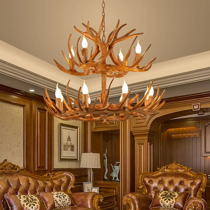 Zoey Resin Moose Antler Chandelier - Rustic Lodge Decor for Cabin, Hunting Lodge & Western Home Lighting