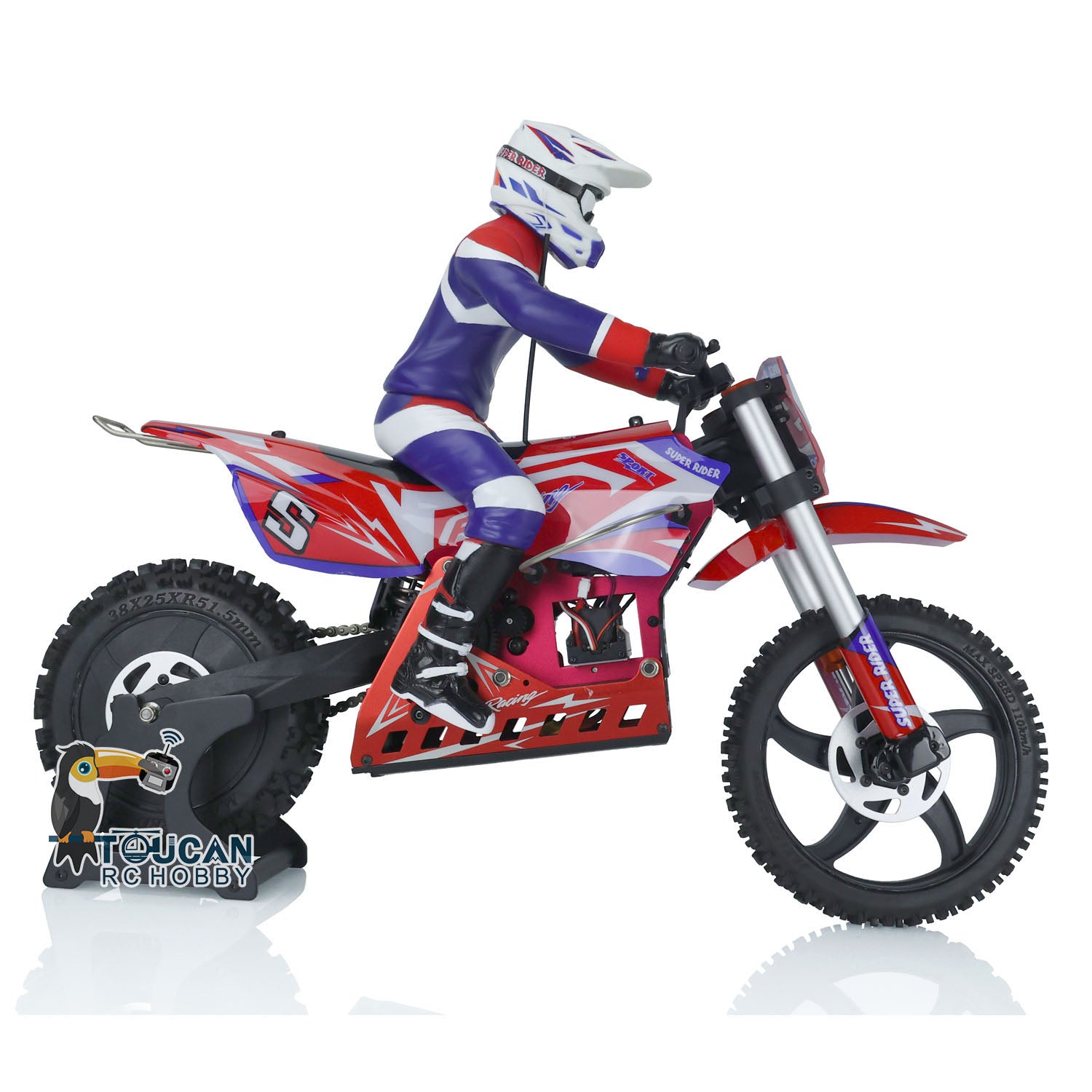 SkyRC Super Rider SR5 1/4 Scale Red Ready-to-Run RC Motorcycle with Balance Battery, FS-GT2 Radio Controller - High Performance Remote Control Bike for Adults & Hobbyists - Perfect for Off-Road Racing, Stunt Shows & Backyard Fun