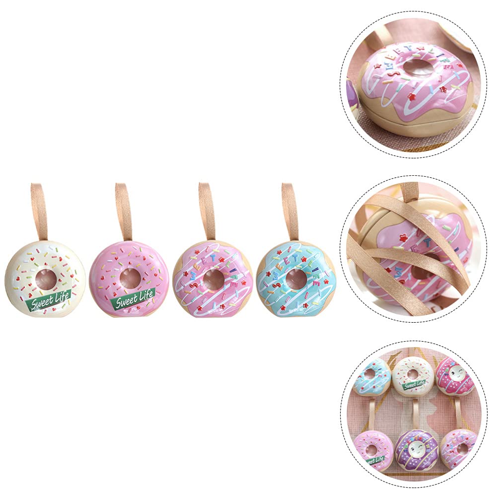 4pcs Donut Tinplate Storage Boxes - Hanging Empty Metal Tins for Candy, Cookies & Gifts | Wedding, Birthday Party Supplies | Perfect for Home Decor, Party Favors & Holiday Treats
