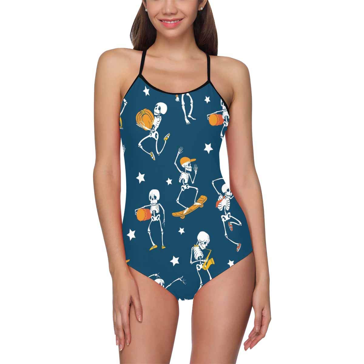 InterestPrint Women's Vampire Teeth Print One Piece Swimsuit - Sexy High Waist Monokini Bathing Suit for Beach, Pool Party & Summer Vacation