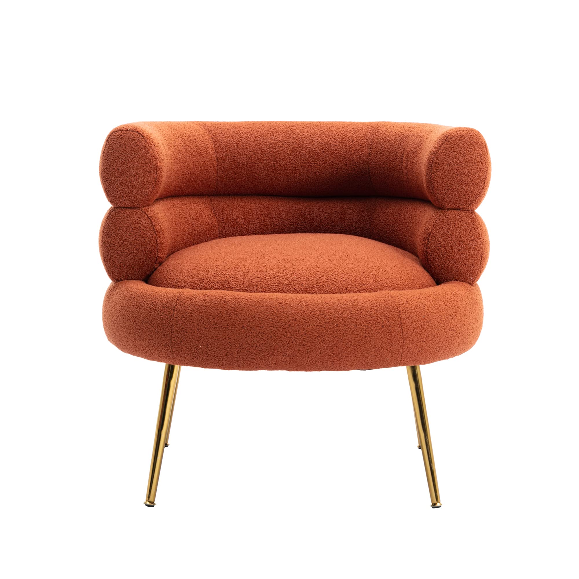 BEVUVA Modern Accent Chair with Golden Feet - Orange Velvet Leisure Sofa for Living Room, Bedroom & Office - Stylish Comfortable Seating for Relaxing, Reading & Decor