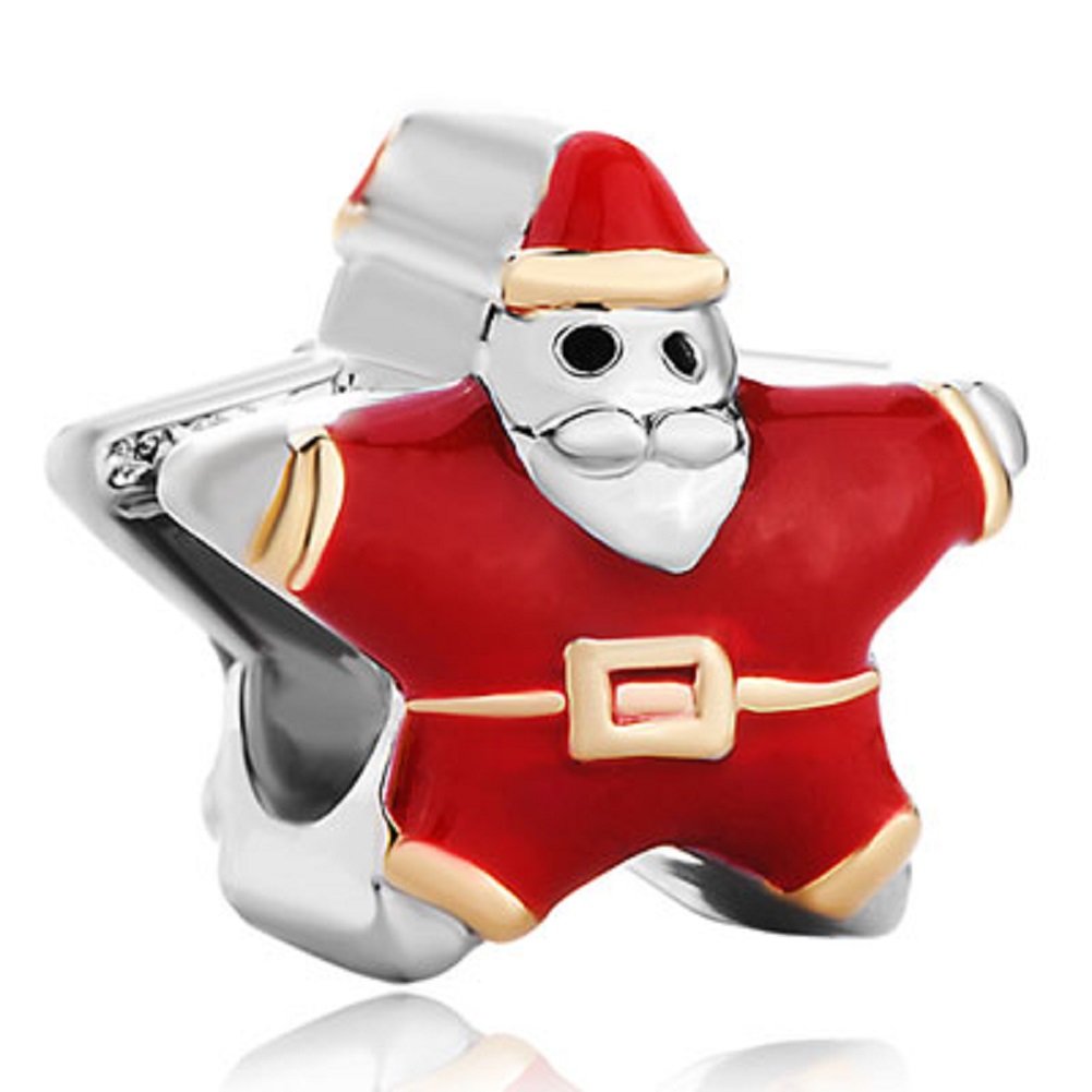 Christmas Santa Claus Red & White Bead Charms for DIY Bracelets - Perfect for Holiday Jewelry Making, Gift Giving & Festive Crafts
