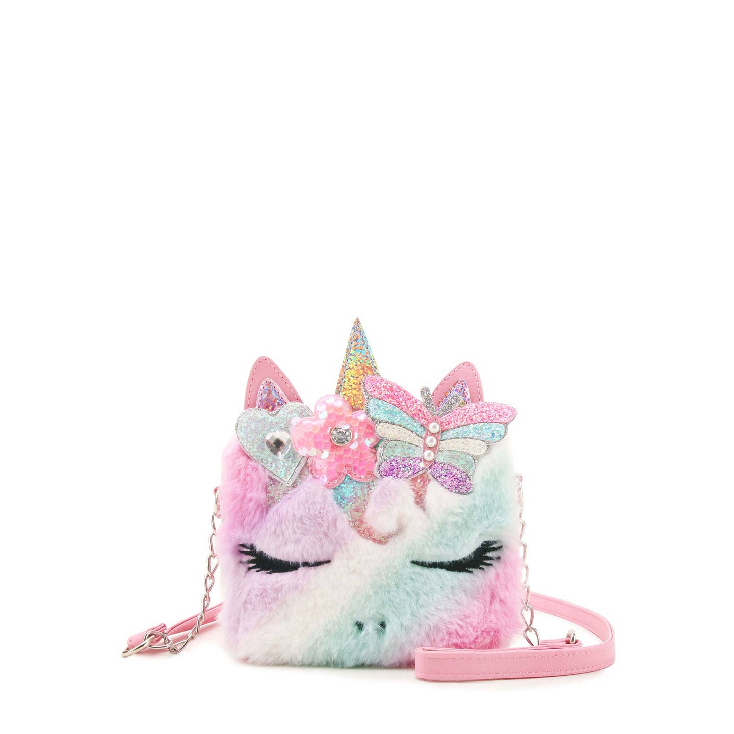 Miss Gwen Unicorn Ombre Plush Crossbody Bag for Women - Cute Pastel Rainbow Shoulder Purse for Girls, Teens & Adults - Perfect for School, Parties & Everyday Use
