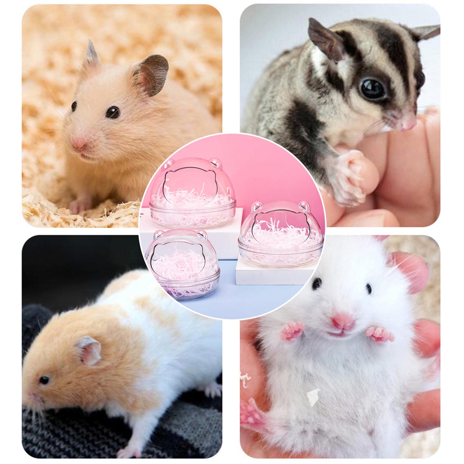 Clear Plastic Hamster Bathing Container - Easy to Clean Dry Bath Sauna Sand Box for Hamsters, Gerbils, Mice & Small Pets | Perfect for Cage Accessories & Small Animal Grooming