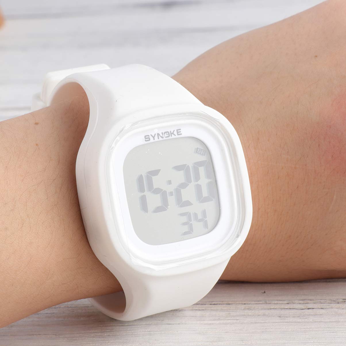 Waterproof Digital Sports Watch with Glow-in-the-Dark Silicone Strap for Men & Women - Perfect for Running, Swimming & Outdoor Activities (White)