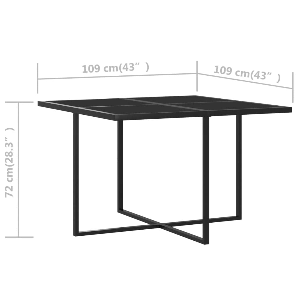vidaXL 9-Piece Patio Dining Set with Glass Tabletop & Cushioned Rattan Chairs - Modern Gray Poly Rattan Outdoor Furniture for Garden, Backyard, and Poolside Dining