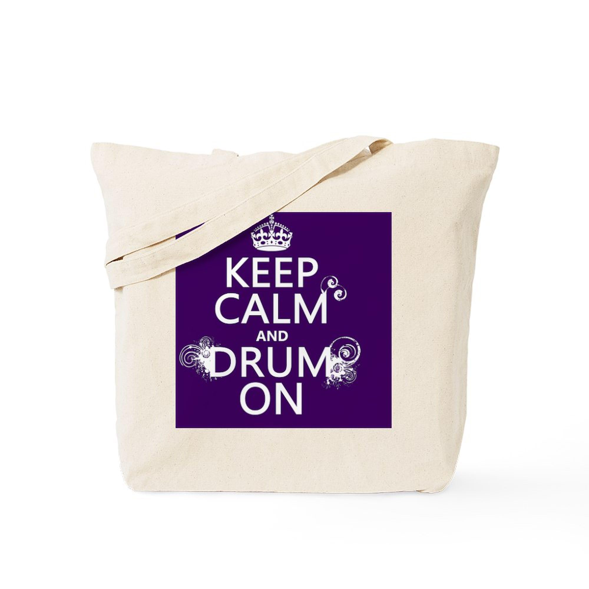 Keep Calm And Drum On Grunge Tote Bag - Natural Canvas Reusable Shopping Bag for Groceries, Beach & Everyday Use