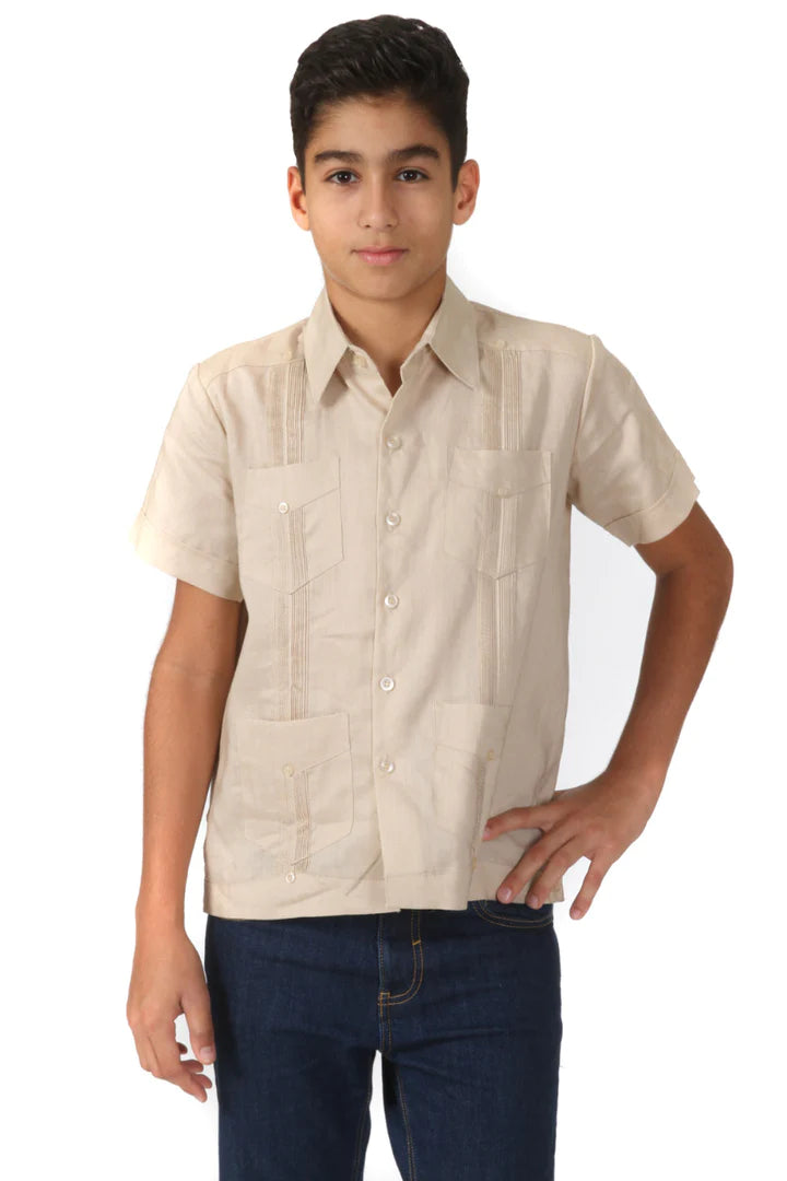 Boys Guayabera Shirt - Stylish & Comfortable (1645/1671) - Perfect for Summer Outfits & Special Occasions