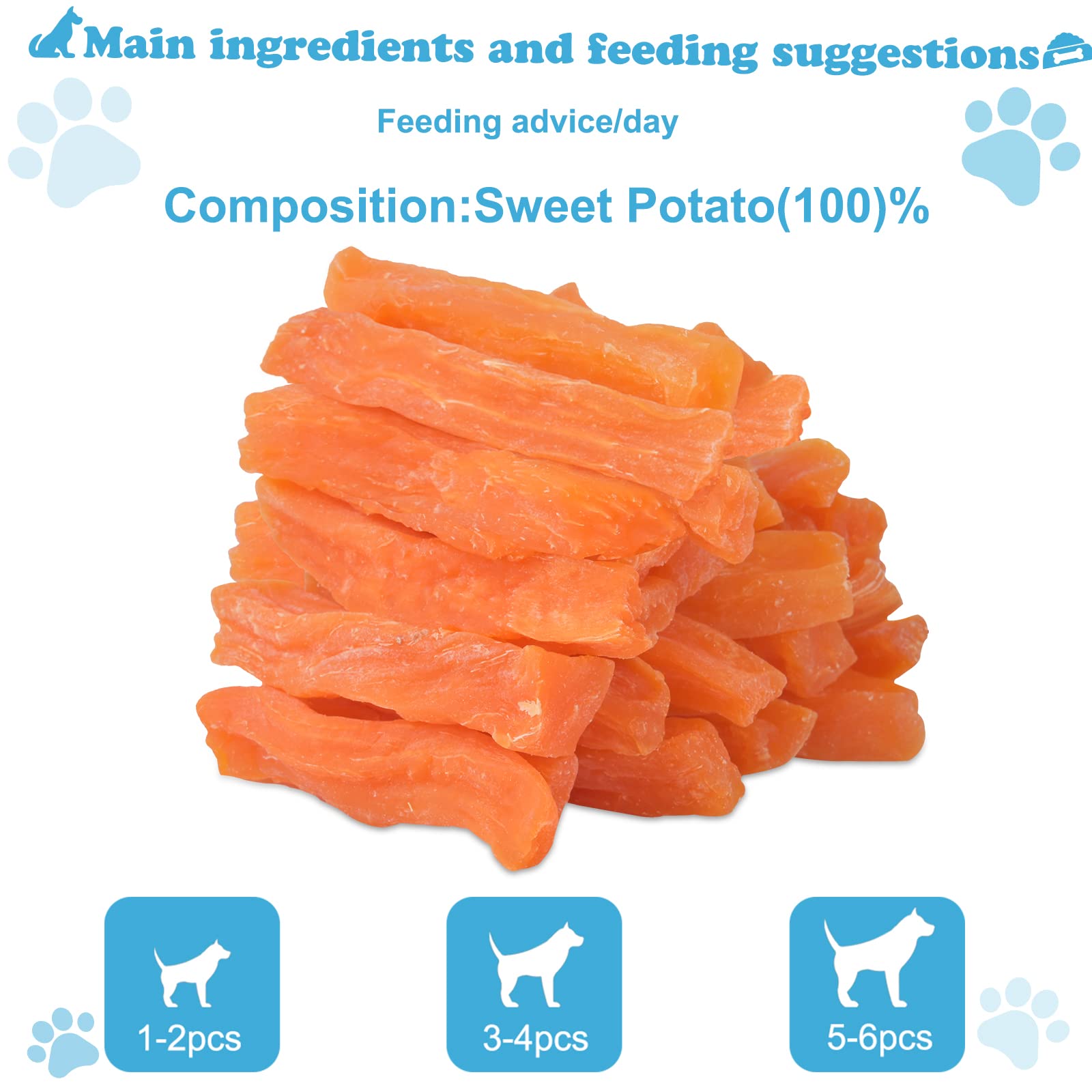 Natural Sweet Potato Dog Treats - Grain Free, No Rawhide Puppy Training Snacks for Small & Large Dogs (1 lb/454g) - Perfect for Training, Rewards & Dental Health