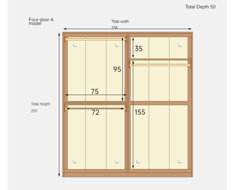 Solid Oak Wood Narrow Wardrobe - Slim Space-Saving Closet for Bedroom, Hallway, or Small Apartment