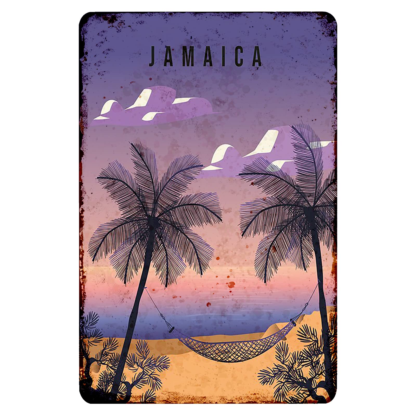 Vintage Jamaica Country Poster Art - 8x12 Inches Metal Wall Decor for Office, Bedroom & Travel Inspiration | Red & Black City Wall Art, Country Print, Travel Illustration