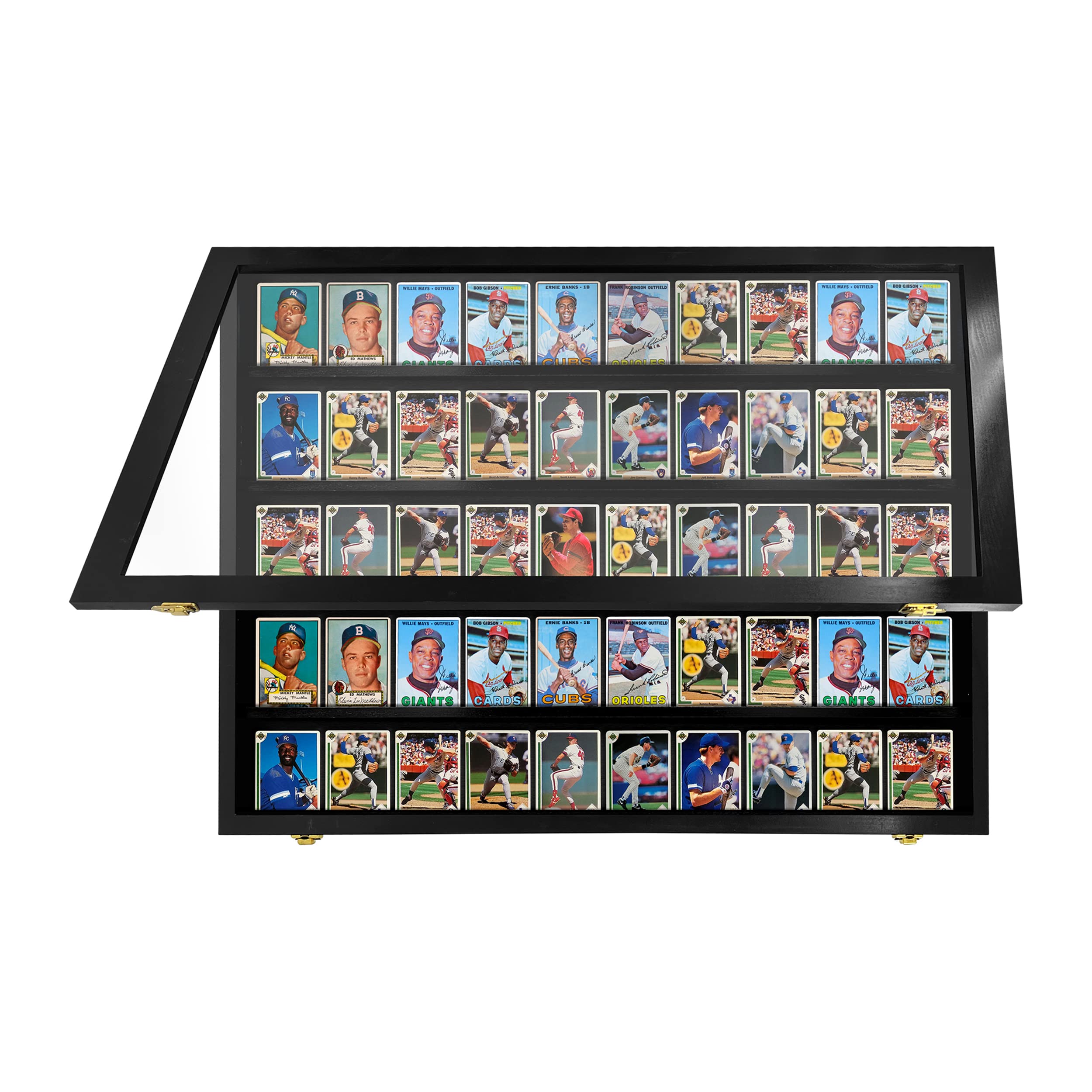 Baseball Card Display Case - Lockable Sports Card Frame Holds 50 Ungraded Cards with UV Protection - Perfect for Pokemon, Football & Basketball Trading Cards | Ideal for Collectors, Home Decor & Gift Giving