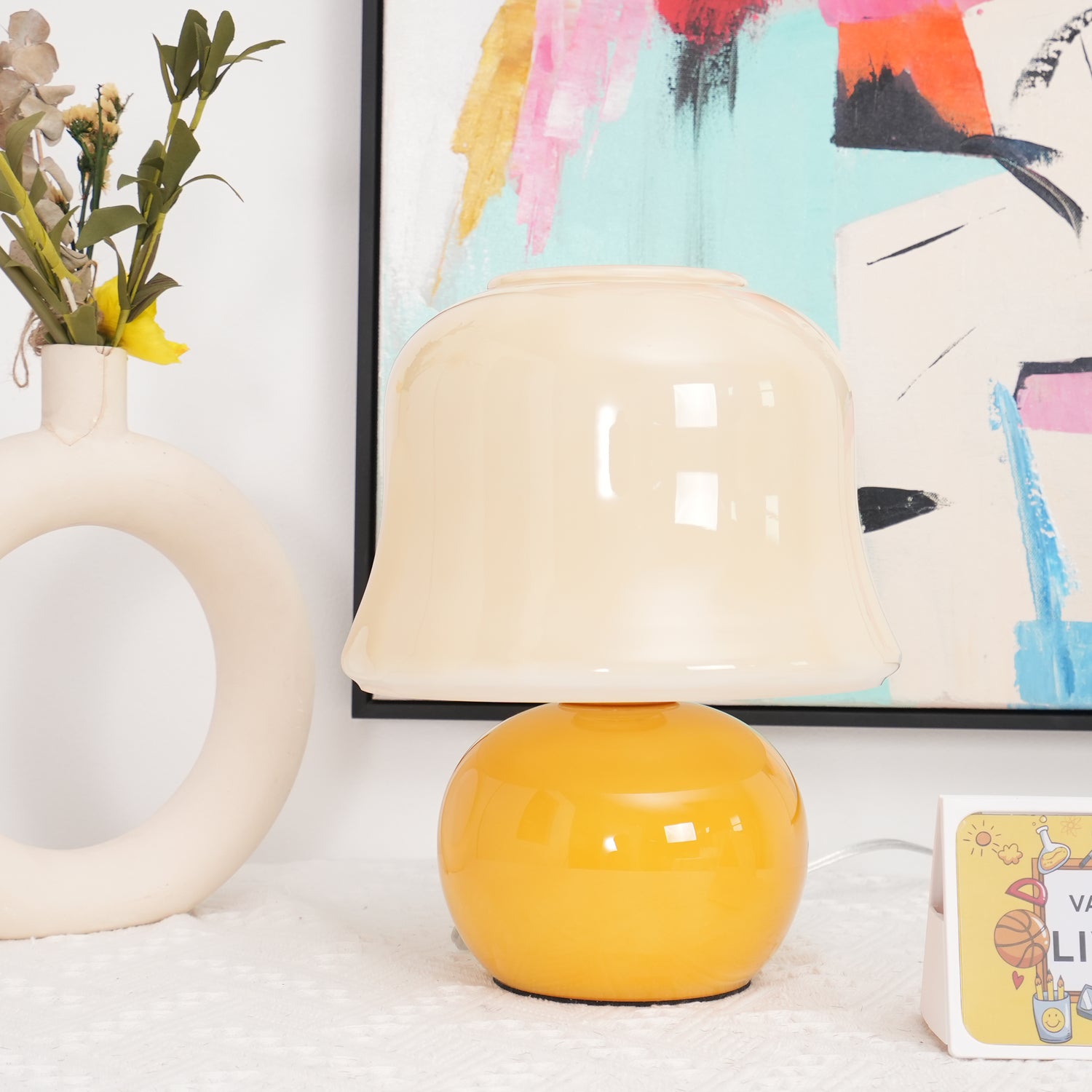 Creamy Mushroom Table Lamp - Soft LED Night Light for Bedroom, Nursery, Living Room - Warm White Dimmable Lighting for Cozy Ambiance