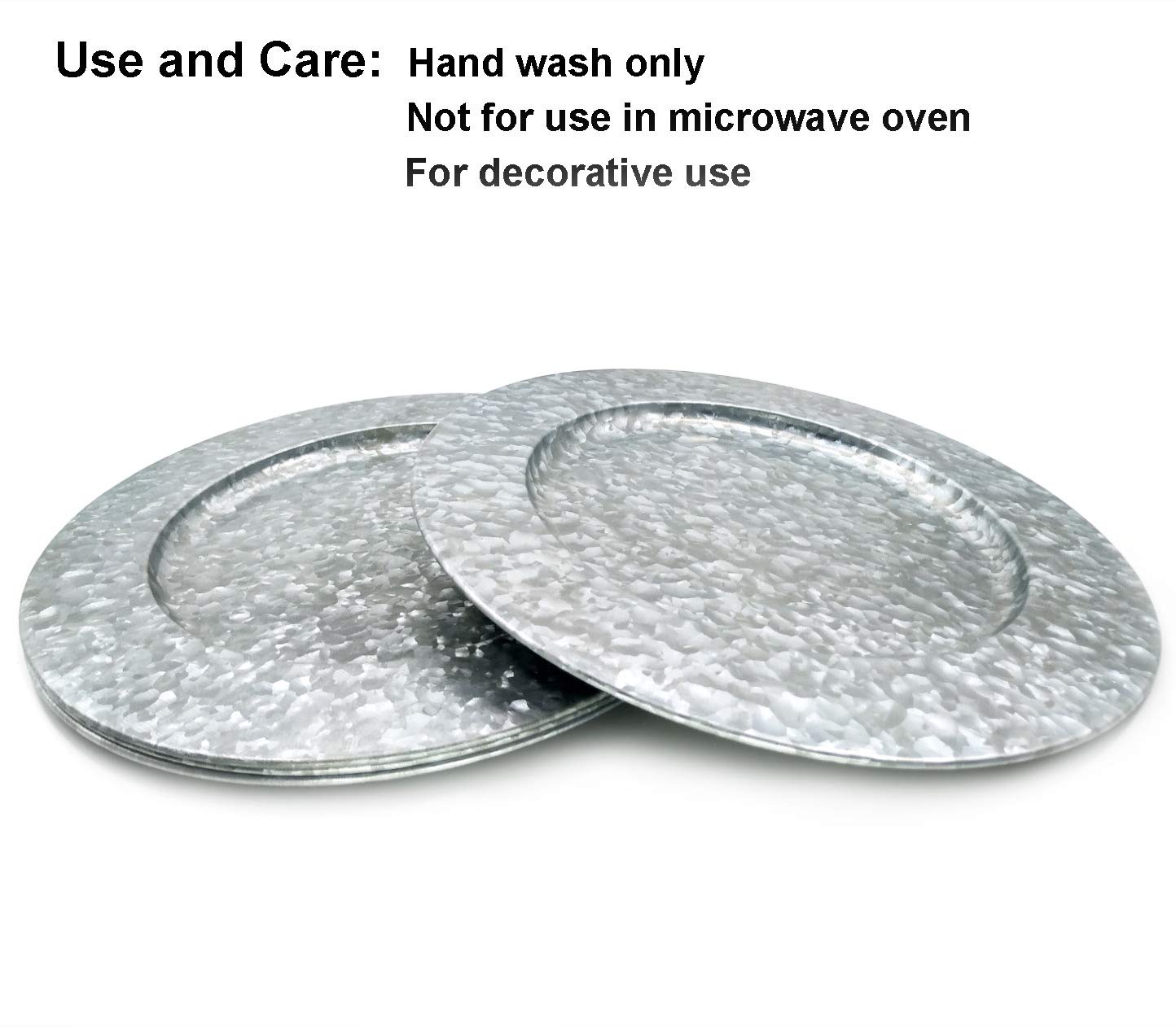 KX-WARE 13-inch Silver Galvanized Steel Charger Plates - Set of 4 Classic Dinnerware for Formal Dining, Weddings & Holiday Decor - Rust-Resistant Decorative Serving Dishes