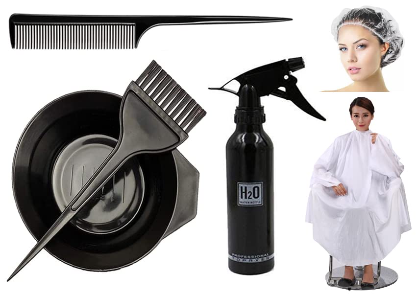 Professional Salon Hair Coloring Kit - Plastic Mixing Bowls, Dye Brush, Comb, Apron, Spray Bottle & Shower Cap for DIY Hair Dye & Oil Treatments - Perfect for At-Home Hair Coloring & Salon Styling