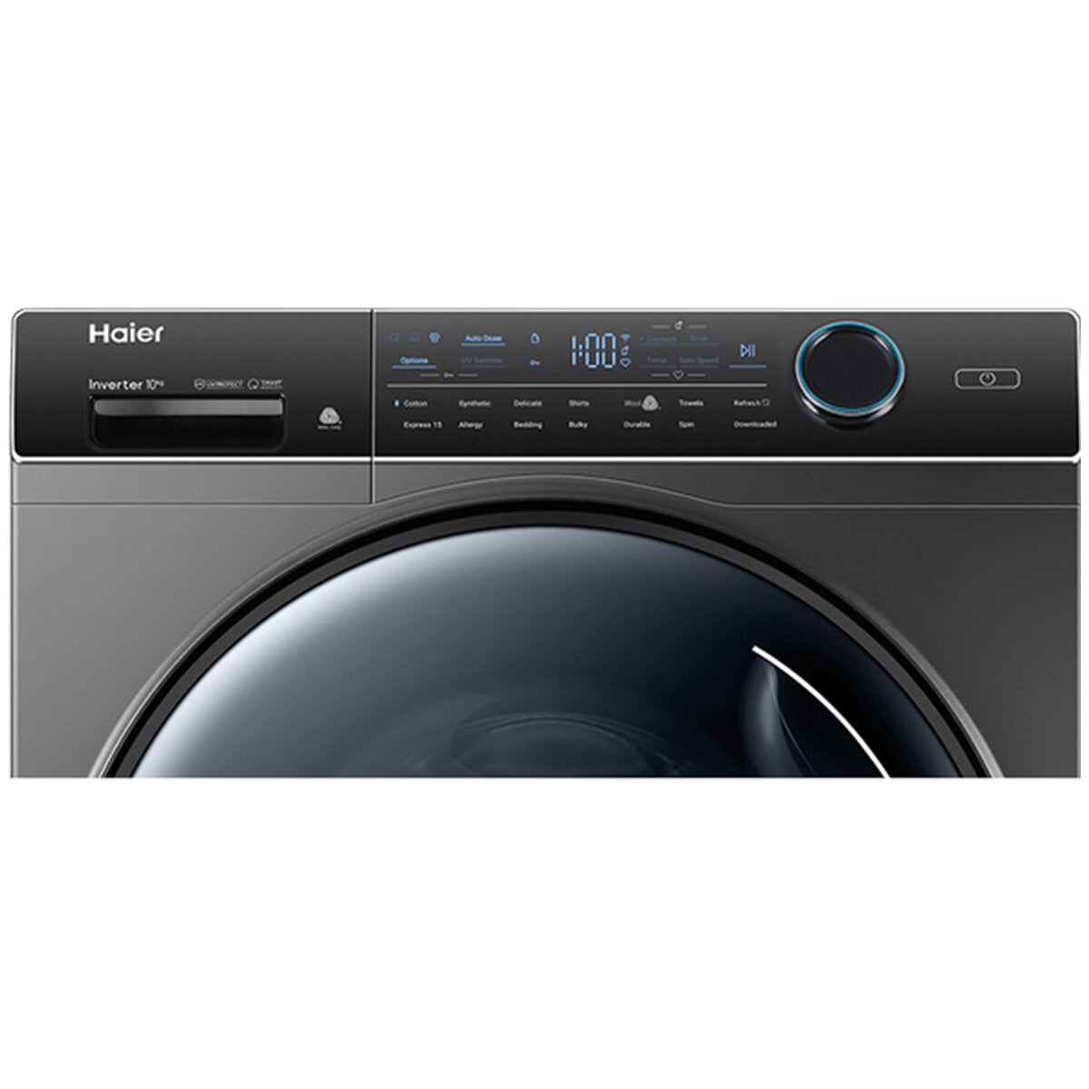 Haier 600 Series 10kg Front Load Washing Machine with UV Protection - Dark Grey (HWF10ANB1) | Energy Efficient, Quiet Operation for Apartments & Small Homes