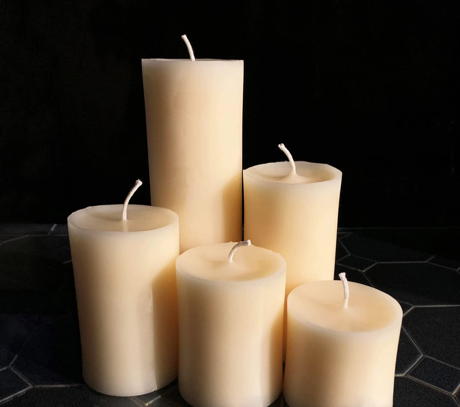 Pure Natural White Beeswax Pillar Candles Set of 5 - Unscented, Allergy-Friendly with Cotton Wicks for Clean Burning | Perfect for Home Decor, Centerpieces, Meditation, and Aromatherapy