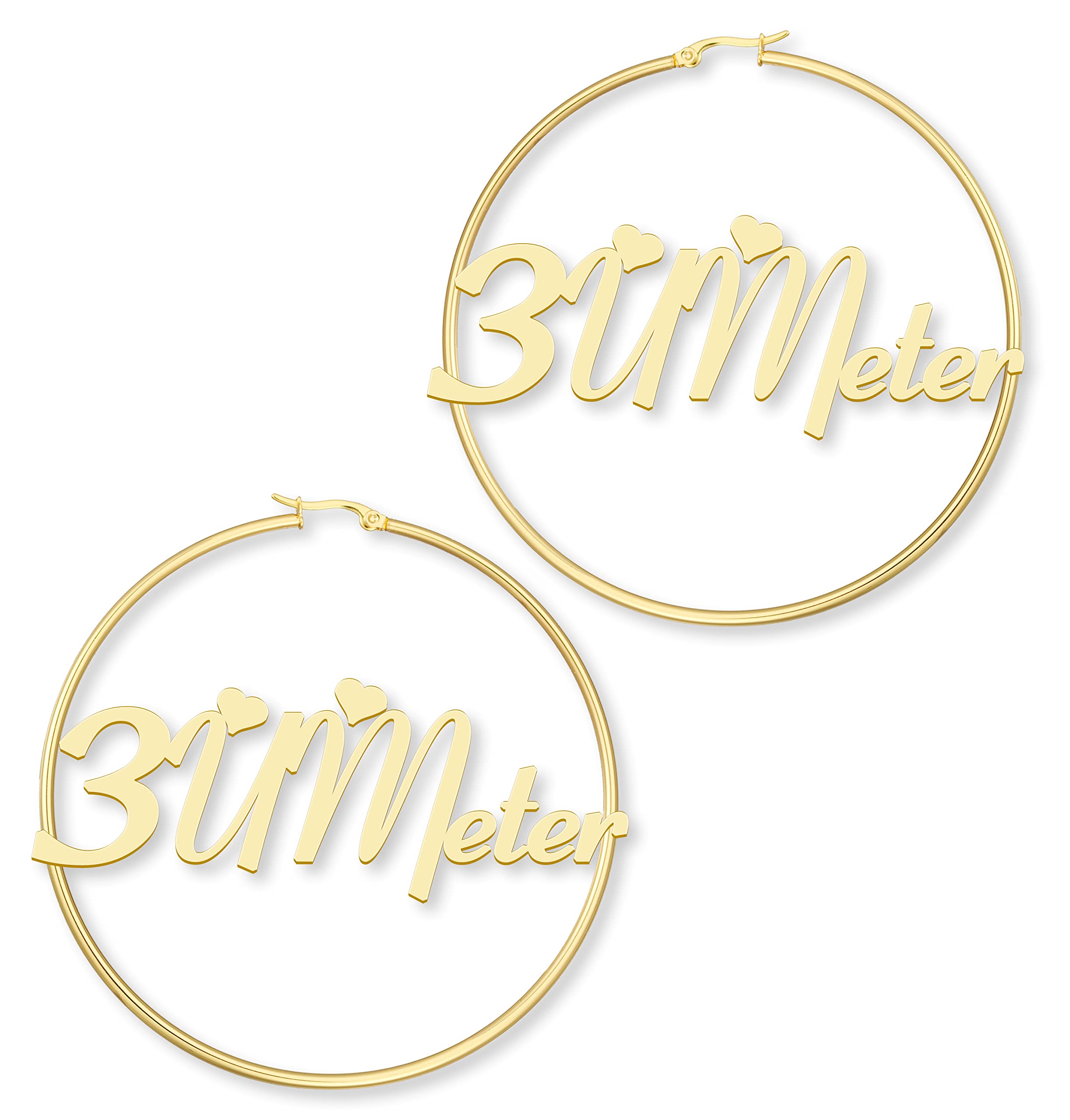 3UMeter Personalized Bamboo Earrings for Women - 18K Gold Plated Custom Name Earrings - Fashion Jewelry Gift for Girls, Birthday, Anniversary & Special Occasions