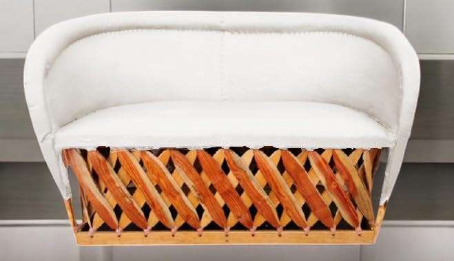 Handmade Mexican Equipal Love Seat in White - Traditional San Jose Style Furniture for Home, Garden, Office & Commercial Spaces | Perfect for Living Rooms, Bedrooms, Restaurants, Hotels and Beach Resorts