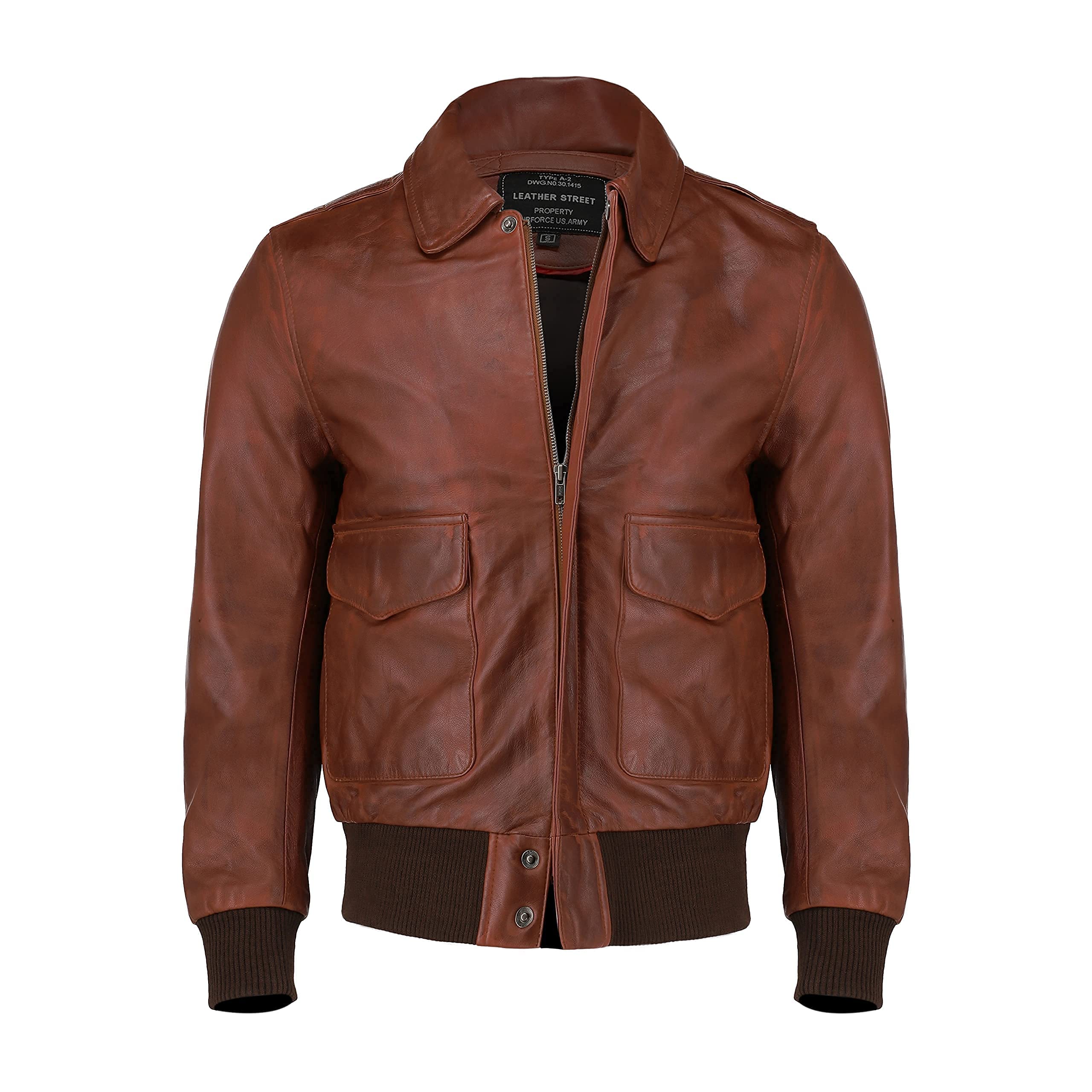 Authentic WWII A2 Aviator Brown Leather Bomber Jacket for Men - Vintage Flying Tiger Pilot Jacket - Perfect for Aviation Enthusiasts, Historical Reenactments & Casual Wear
