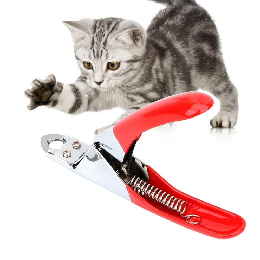 Stainless Steel Pet Nail Clippers for Cats & Dogs - Professional Grooming Trimmer with Safety Guard - 1PC Red Pet Nail Cutter Scissors for Safe & Easy At-Home Grooming - Perfect for Puppy, Kitten & Small Animals Nail Care