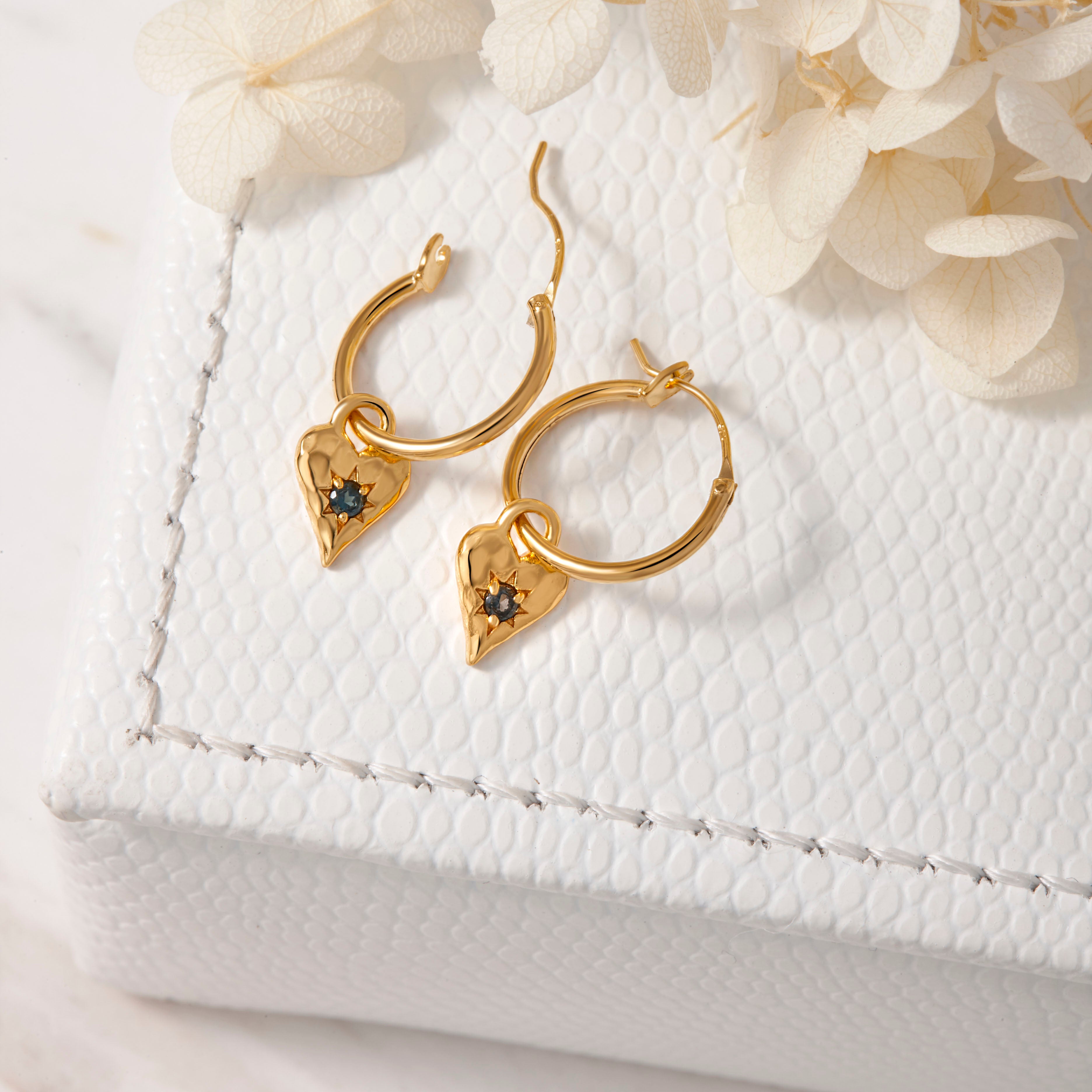 Love Heart London Blue Hoops Gold Earrings - Elegant Dainty Jewelry for Women, Perfect for Valentine's Day Gifts, Anniversary, or Everyday Wear